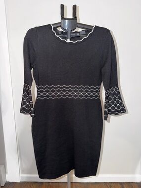 Nina Leonard Black Dress with White Trim